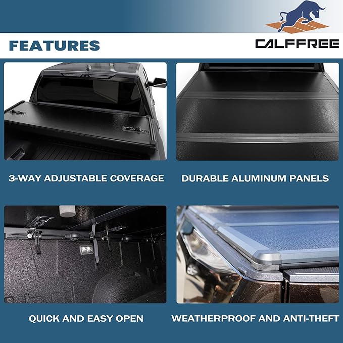 Hard Tri-Fold Truck Bed Cover Compatible with 2015-2025 Ford F150 | F150 Lightning 5'5"Bed (66")