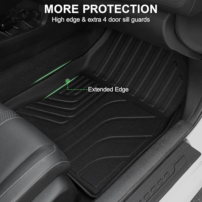 Floor Mats for 2016-2021 Honda Civic Sedan/Coupe/Type R/Insight, 2017-2021 Hatchback, TPE All Weather Protection Interior Car Floor Liners Door Sill Guards for Civic Accessories