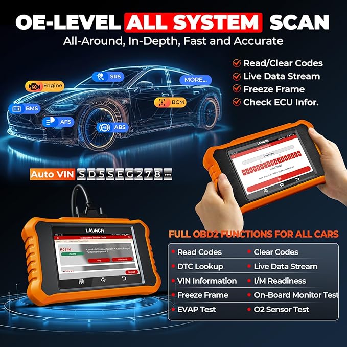 LAUNCH Creader Elite V2.0 for BMW OBD2 Scanner, 2025 Full Systems Bi-Directional Scan Tool, All Reset Services, ECU Code, Battery Registration Tool for BMW Mini RR, Lifetime Free Update, Auto VIN
