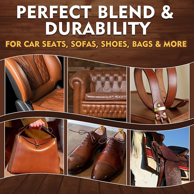 Brown Leather Repair Kit for Furniture, Leather Couch Repair Kit for Car Interior, Sofa, Purse and Jacket, Restore Any Material with Super Easy Instructions to Fix Scratches, Tears, Holes, Peeling