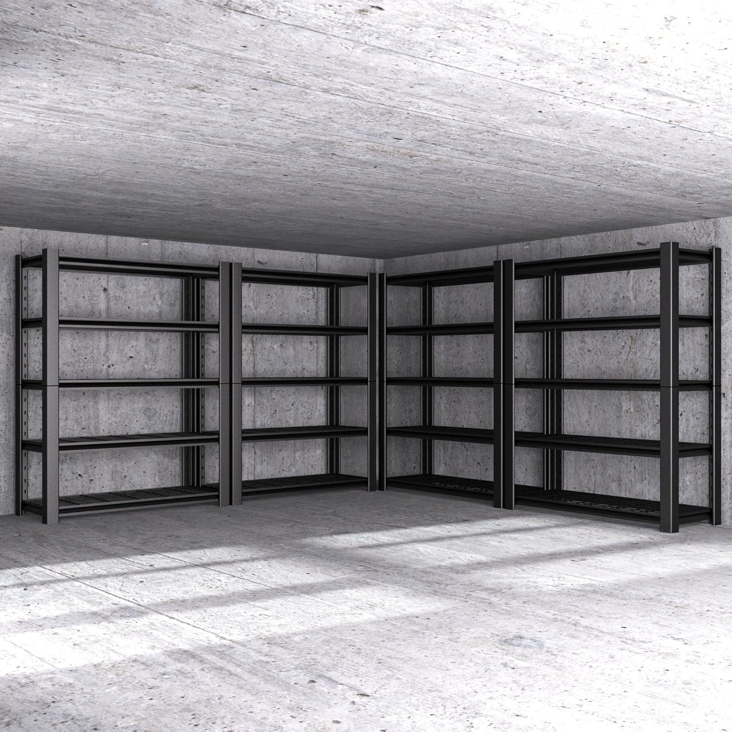 5-Tier Heavy Duty Garage Shelving Unit with Wire Shelves,3000 LBS Capacity Metal Storage Rack 72"H x 48"W x 20"D,Adjustable Boltless Steel Shelves for Garage,Basement,Pantry,Warehouse.4 Pack