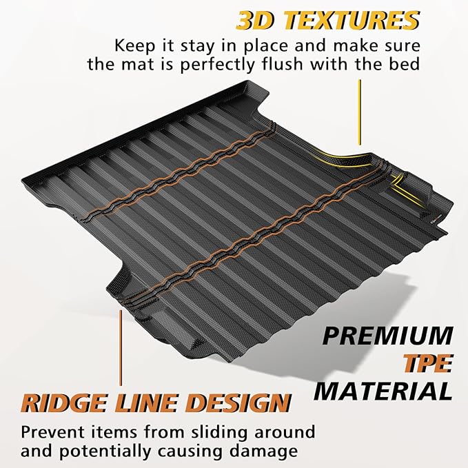 TripleAliners Truck Bed Mat Compatible with 2015-2022 Chevy Colorado/GMC Canyon Accessories 5FT Vehicle Perfectly Flush All Weather Protection TPE Heavy Duty Pickup Car Bed Cargo Mat