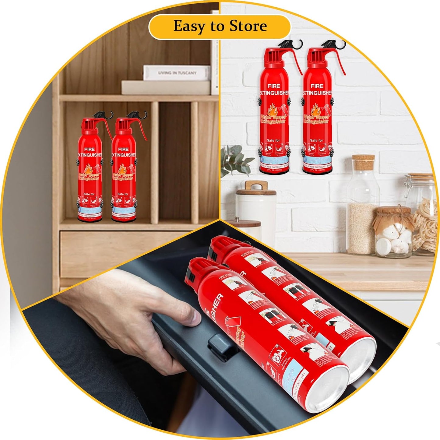 Fire Extinguisher for Home with Mount, 6 Pack Upgraded 8-in-1 Portable Fire Extinguishers For Vehicle Car Boat Marine Kitchen Emergency Supplies, Water-Based Extinguisher For A, B, C, K Fire Types
