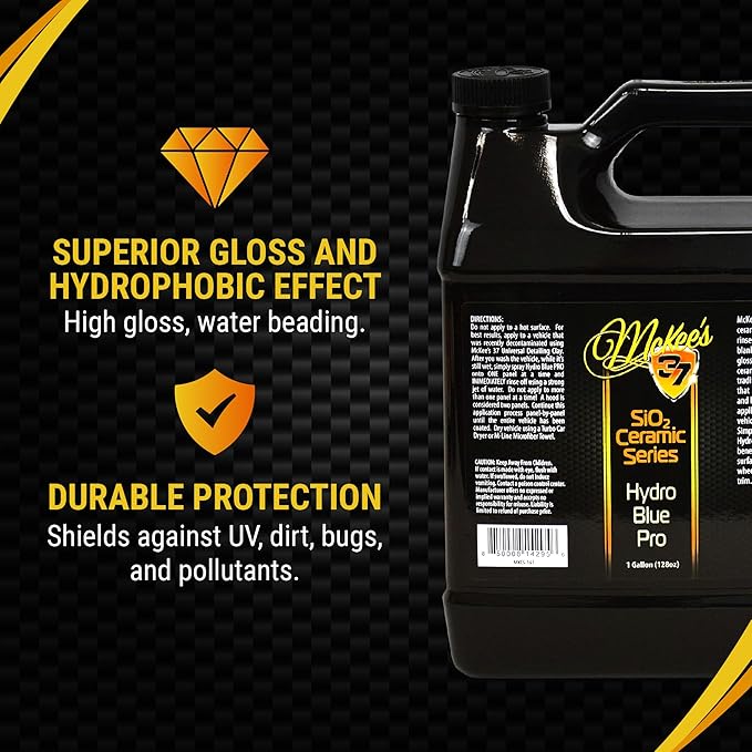McKee's 37 - Hydro Blue PRO SiO2 Coating | Advanced Yet Easy Spray On Rinse Off Ceramic Coating for Enhanced Shine & Hydrophobic Protection (128 oz)