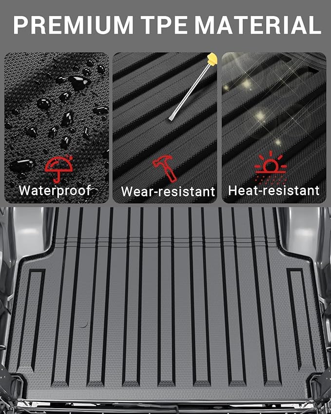 Ecarzo Truck Bed Mat for Jeep Gladiator JT 2025 2024 2023 2022 2021 2020 5FT Custom-Fit Heavy-Duty Odorless TPE Liner Anti-Slip All-Weather Cargo Bed Liner Tailgate Mat Easy-Clean Pickup Accessory