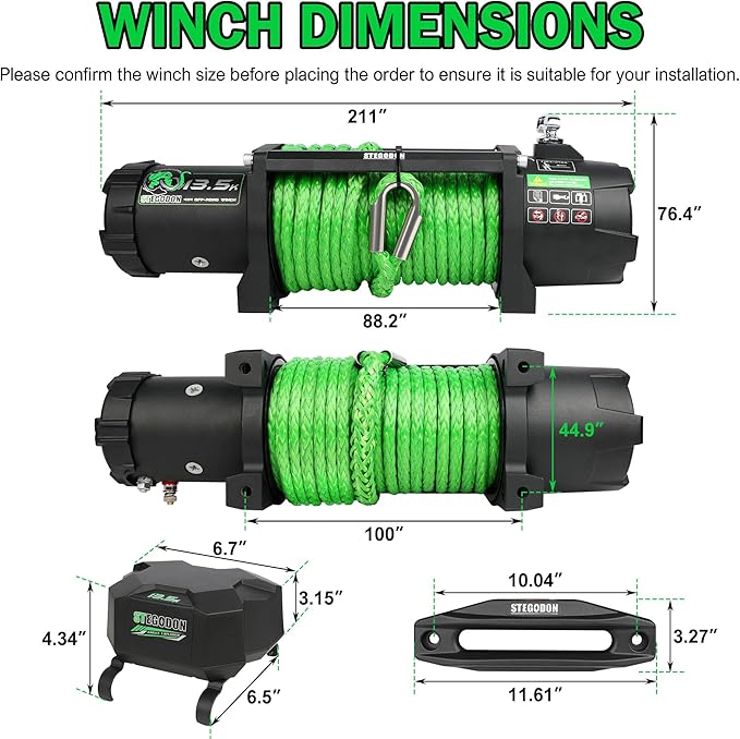 13500LB Winch with Synthetic Rope,Wired Handle and Wireless Remote 12V Waterproof Electric Winch for Truck Trailer Jeep Off Road Recovery and Towing