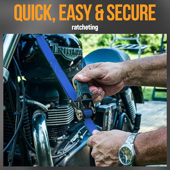 FORTEM Ratchet Straps, Tie Down Strap Set 2300lb Break Strength, 4 Pack 15ft x 1in, 4 Soft Loops, Moving Straps Tie Downs, Cargo Cam Buckles for Trucks, Carry Bag, for Men