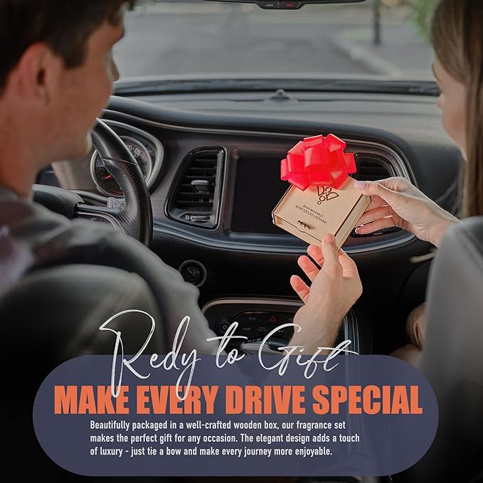 Wood Car Air Freshener — Handcrafted Air Freshener — American Flag Hanging Fragrance Oil Diffuser in Wooden Gift Box — Christmas Gift for Car with Coffee Beans Fragrance Oil - 10 ml