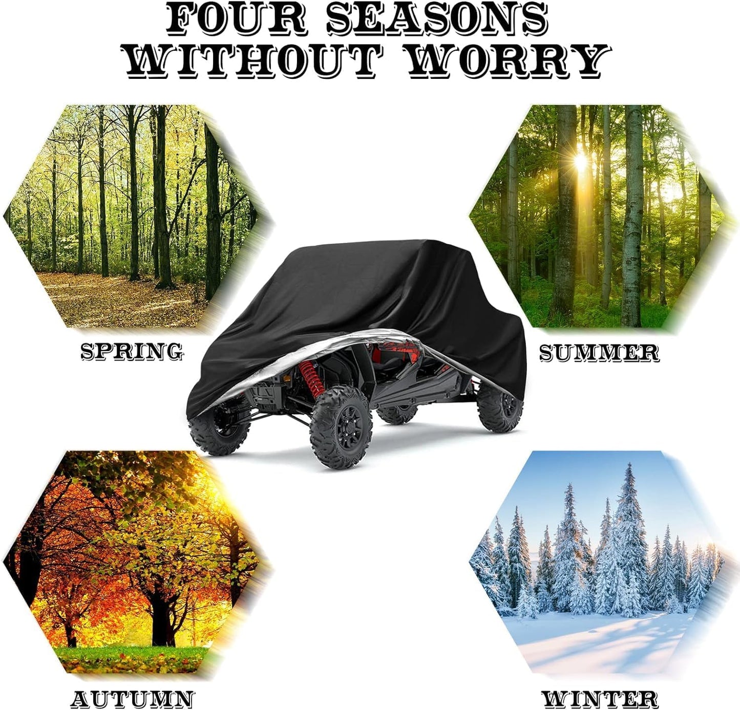 NEVERLAND UTV Covers Heavy Duty - Side by Side Cover Waterproof 300D Outdoor Storage Waterproof Black Compatible with Polaris Ranger Can am Yamada Protection 157.48"x 66.92"x 76.77"(400x170x195cm)