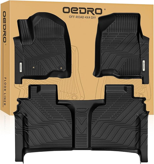 OEDRO Upgraded Floor Mats Fit for 2019-2026 Chevrolet Silverado 1500/GMC Sierra 1500 & 2020-2026 Chevy Silverado/GMC Sierra 2500HD/3500HD Crew Cab w/Rear Under seat Storage Box, Front Bucket Seating
