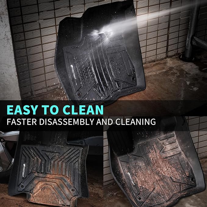 Double Layer Floor Mat Custom Fit 2017-2025 Ford F-250 SuperCrew Cab, All Weather TPE Floor Mats for Ford F250 1st & 2nd Row Full Set Cargo Liner (Black)