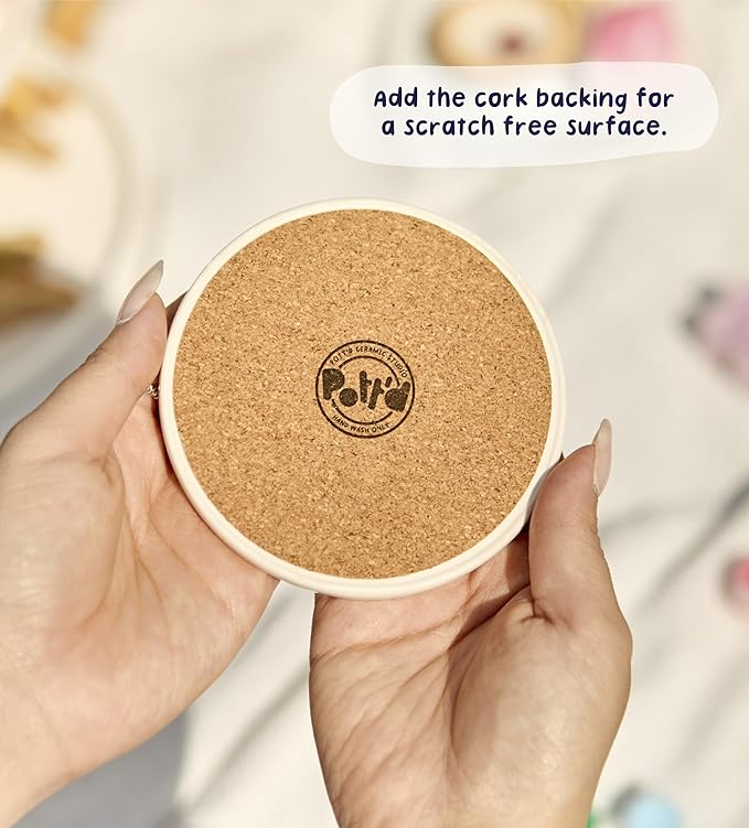 Pott’d Paintables Paint-a-Coaster Kit, DIY Pottery Painting Kit for Adults with Coasters, Holder, Dotting Paints, Brushes and Guide, Craft Kit for Beginners, Ideal for Home Decor or Handmade Gifts