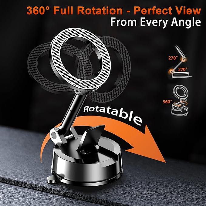 for MagSafe Car Mount Magnetic Dash Mounted Phone Holders for Car Phone Holder Mount 360°Rotatable & Foldable Windshield Dashboard Phone Mount Cell Phone Cradles Fit for iPhone 16 15 14 13 12 series