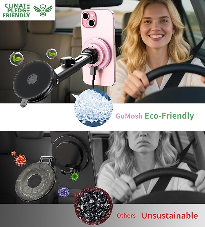 for MagSafe Car Mount Charger Dash/Windshield/Vent Wireless Car Charger with [LED Light], Magnetic Phone Holder for Car for iPhone 17 16 15 14 13 12 Series, Fit MagSafe Accessories (Pink)