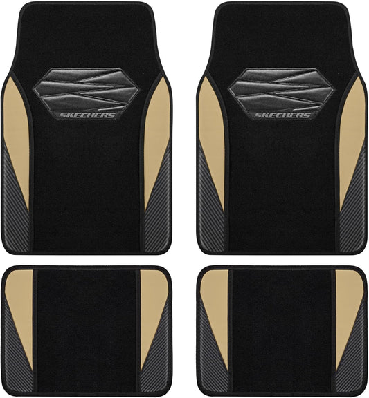 Skechers Car Floor Mats,Waterproof Universal Fit Car Mats,Faux Leather Car Floor Mats,Carbon Floor Mats for Cars with Anti-Slip Skechers Heel Pad Fit for SUV,Vans,Sedans,Trucks,Beige