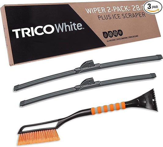 TRICO White 28" + 24" Extreme Weather Premium Winter Automotive Replacement Windshield Wiper Blades (Set of 2), Passenger and Driver Side All-Weather Beam Wiper Blades with Ice Scraper
