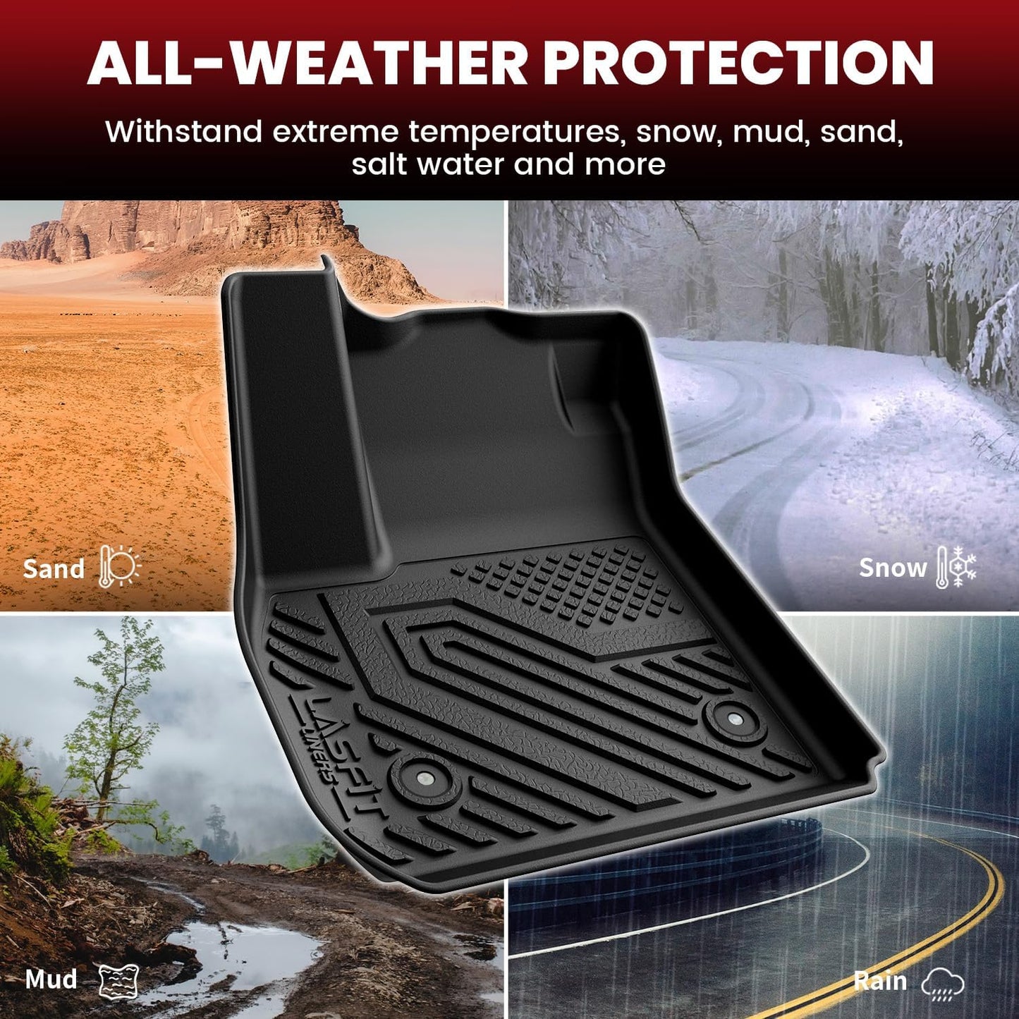 LASFIT Floor Mats & Cargo Mat for Buick Envision 2021-2026, TPE All Weather Protection Custom Fit 1st & 2nd Row Rubber Car Liners for Envision Automotive Accessories, Black, Easy to Clean