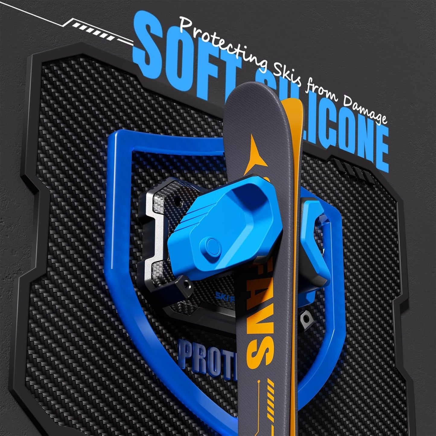 Ski & Snowboard Wall Rack for Garage Wall Fits Any Ski/board, Ski Wall Mount Holders Damage-Free Storage Rack, Garage Organization Space-Saving Winter Gear Organizer, Blue, 1 Pack