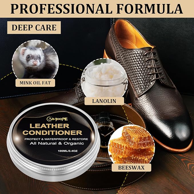 8.8oz Leather Recoloring Balm with 100ml Mink Oil,Dark Gray Leather Repair Kit for Furniture,Leather Repair Cream,Leather Scratch Repair for Car Interior,Leather Conditioner for Couch