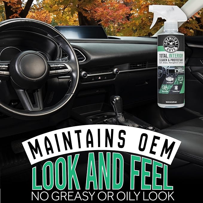 Chemical Guys Total Interior Cleaner and Protectant - New Car Scent, Cleans and Protects Leather, Vinyl, Plastic, Rubber, and Glass, Safe for Cars, Trucks, SUVs, Jeeps, RVs, and More - 16 oz