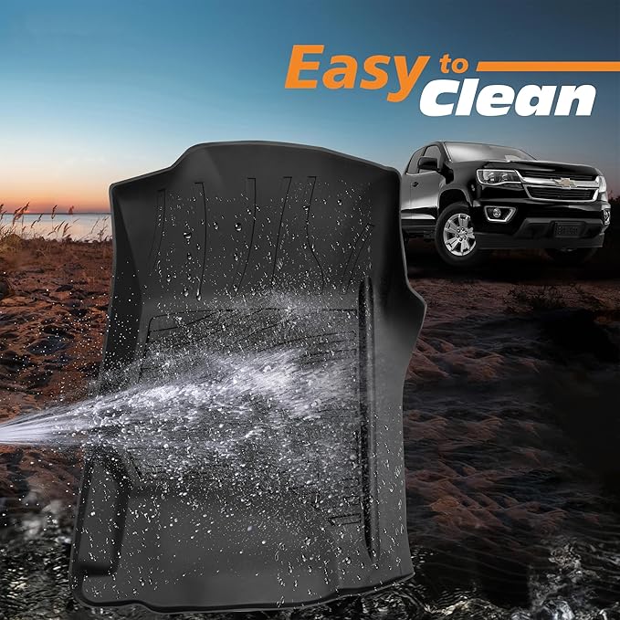 Floor Mats for 2015-2025 Ford F150 SuperCrew Cab Including 22-25 Lightning w/o Fold Flat Storage |Custom Fit| Front & Rear | Front Bucket | All-Weather Car Liners for Trucks