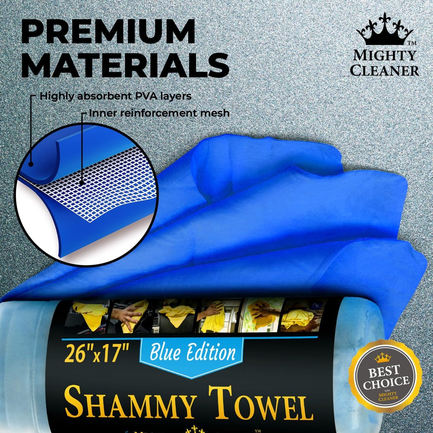 Premium Shammy Cloth for Car Drying - 26”x17” - Super Absorbent Chamois Towel for Car - Scratch-Free, Reusable & Soft