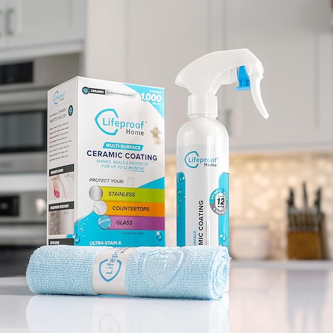 Lifeproof Ceramic Coating Spray Kit - Shine, Seal & Protect Kitchen & Bath Surfaces, Repels Stains & Grime
