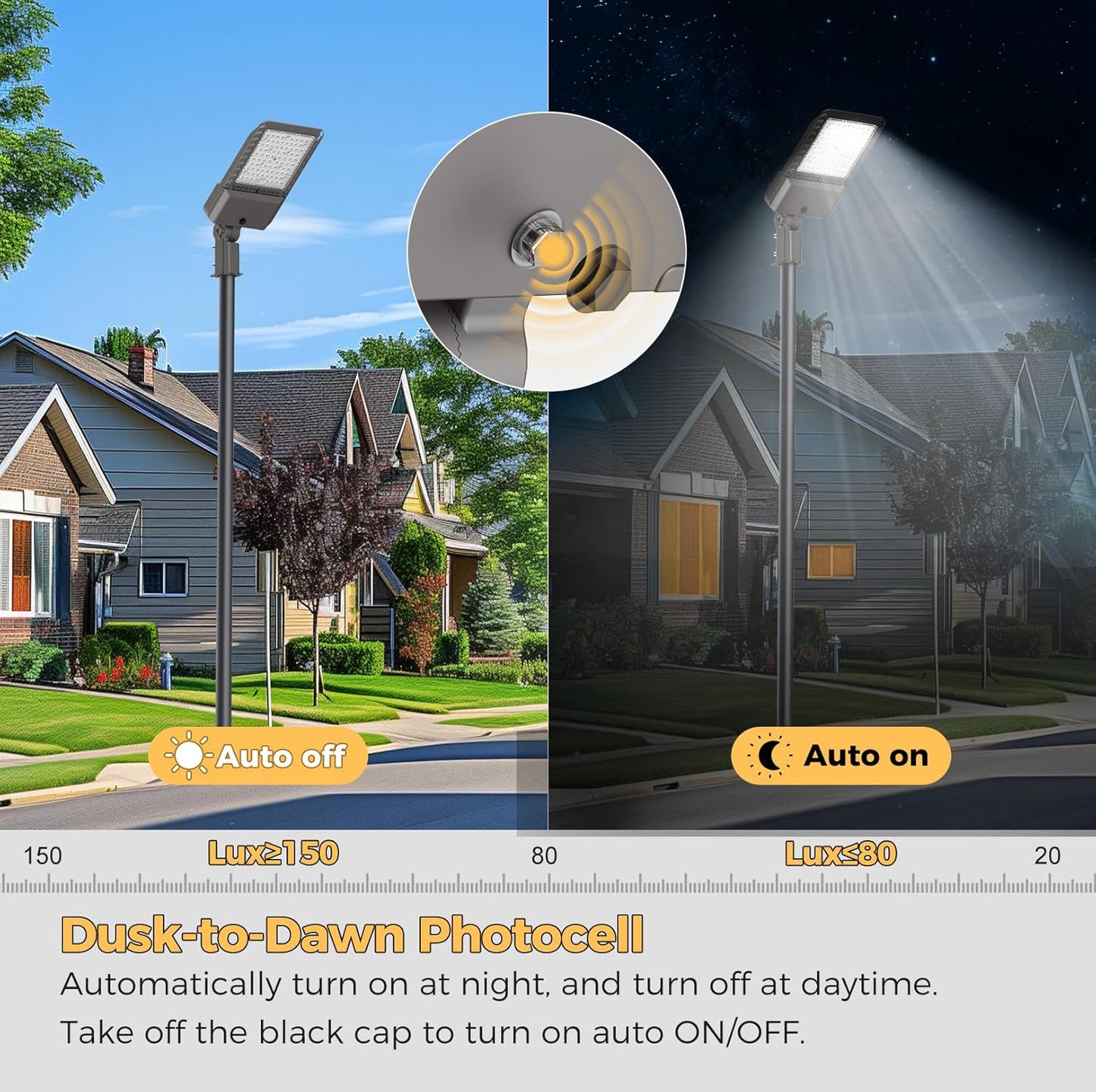 240W LED Parking Lot Lights Commercial Area Oudoor Lighting Dusk to Dawn LED Street Lights 43200Lm(180LM/W) 6000K IP65 Waterproof 100-277V for Driverway Parking Lot 6 Pack