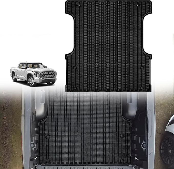 TripleAliners Truck Bed Mat Compatible with 2022 2023 2024 2025 2026 Toyota Tundra Accessories CrewMax 5.5FT Vehicle Perfectly Flush All Weather Protection TPE Heavy Duty Pickup Car Bed Cargo Mat