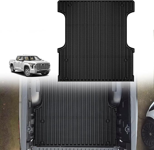 TripleAliners Truck Bed Mat Compatible with 2022 2023 2024 2025 2026 Toyota Tundra Accessories CrewMax 5.5FT Vehicle Perfectly Flush All Weather Protection TPE Heavy Duty Pickup Car Bed Cargo Mat