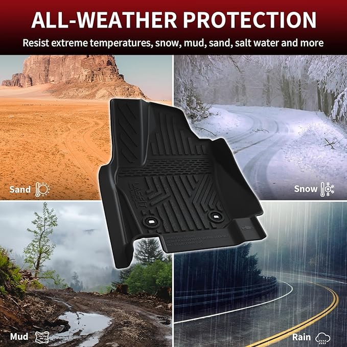 LASFIT Front Mats Fit for Tacoma 2024-2026 (Only Fit Auto Tran), Custom Fit All Weather Protection Durable TPE Floor Liners for 2024 2025 2026 Tacoma Accessories Front Row Car Mats, Black