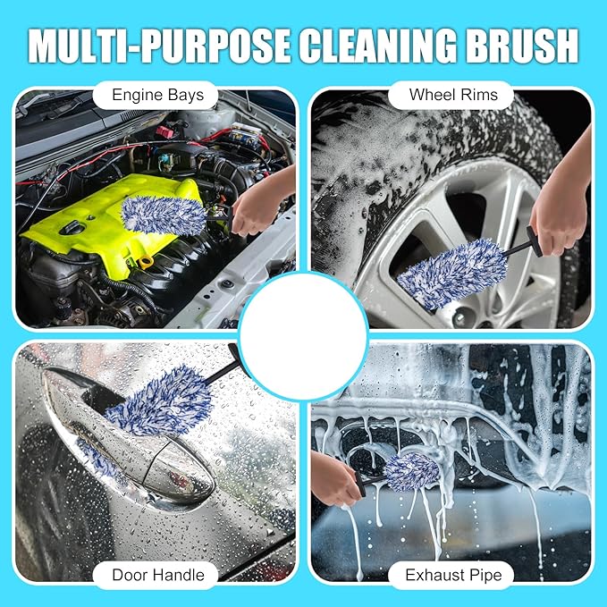 Car Cleaning Brush Rim Brush Wheel Cleaning Brush, Metal Free Soft Synthetic Wool Car Cleaning Brush, Highly Water Absorption Wheel Brush (Rim Brush)