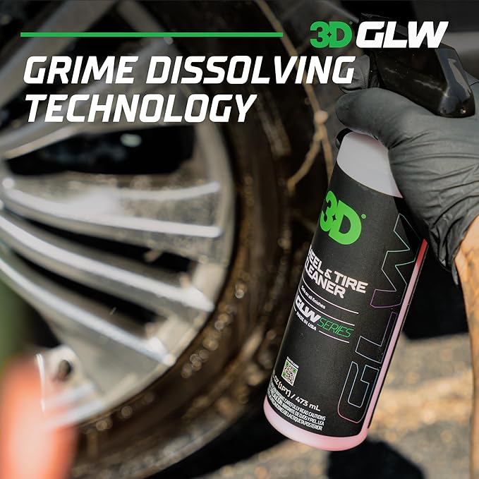 3D GLW Series Wheel & Tire Cleaner – Deep Cleaning All-in-One Formula | Removes Brake Dust, Grime, Tire Browning | Safe on All Wheels | DIY Car Detailing |64 oz