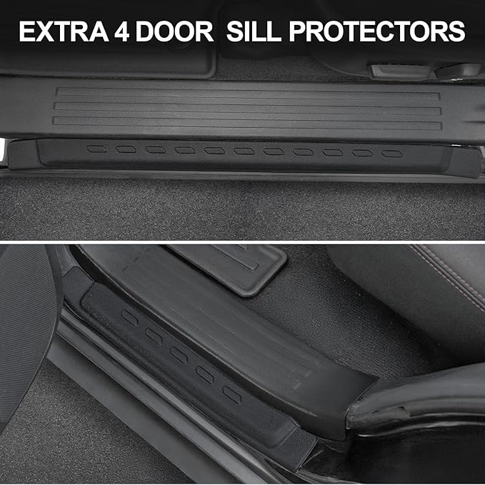 Floor Mats Fit for Toyota 4Runner 2013-2024 (5 Seats & 7 Seats), TPE All Weather Protection Floor Liners Including Front & 2nd Row & Door Sill Guards for 4 Runner Car Mat Accessories