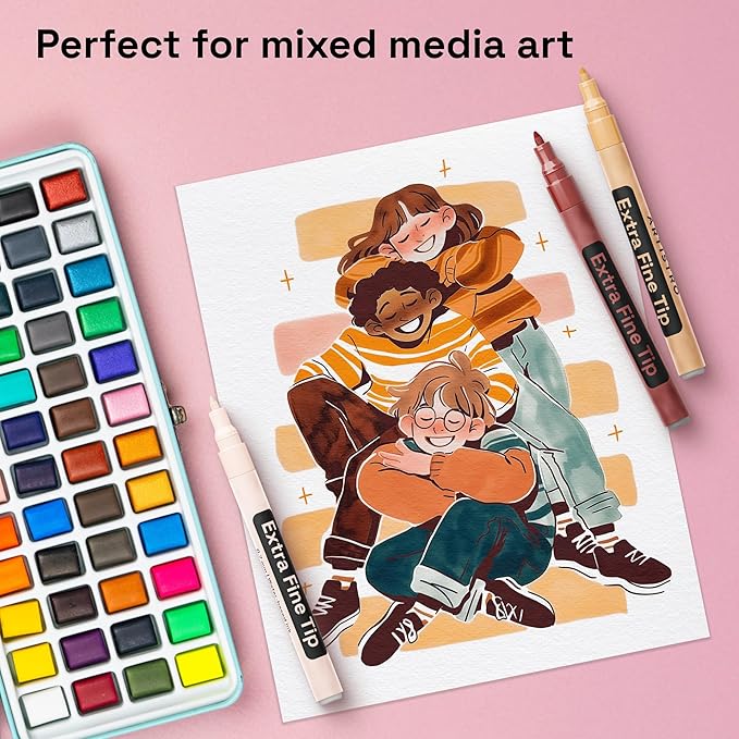 ARTISTRO 12 Skin Tones Paint Markers for Glass, Rock Painting, Ceramic, Wood, Fabric, Scrapbooking, DIY Craft Making, Coloring - Acrylic Paint Pens in Soft Pastel Colors Extra-Fine Tip 0.7mm