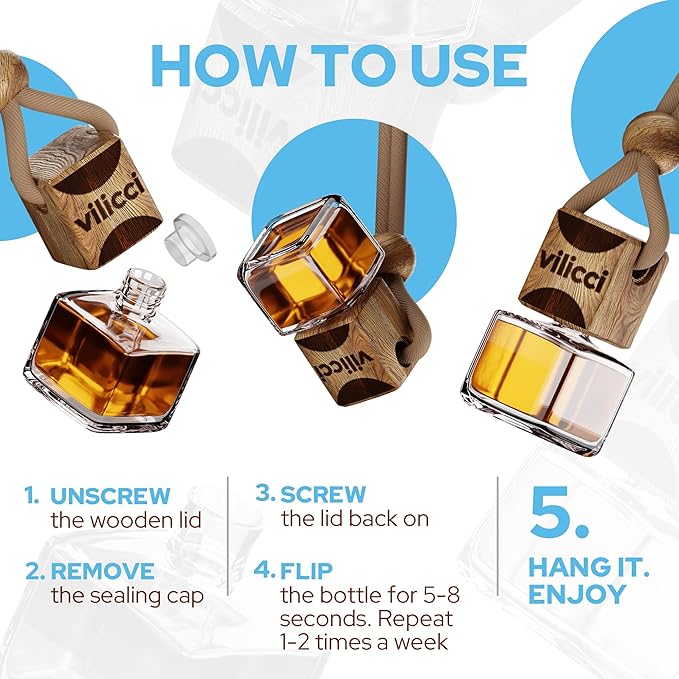 Vilicci Modern Animal Car Air Freshener | Long-Lasting Scent (Up to 120 Days) | Vegan, Cruelty-Free Hanging Car Diffuser