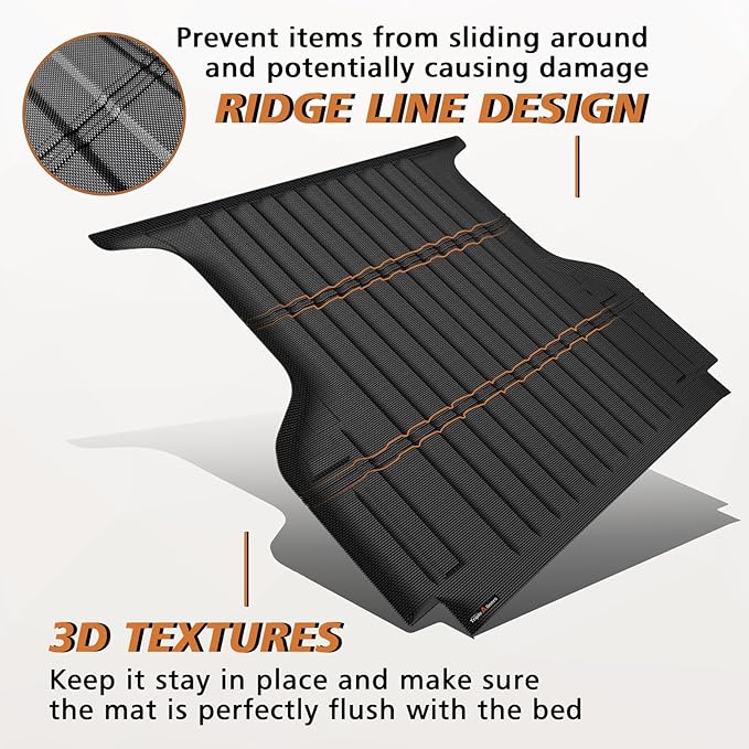 TripleAliners Truck Bed Mat Compatible with 2019-2023 Ford Ranger Accessories 5FT Vehicle Perfectly Flush All Weather Protection TPE Heavy Duty Pickup Car Bed Cargo Mat