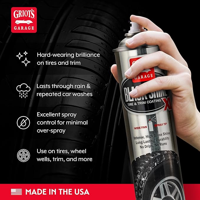 Griot's Garage Black Shine Tire and Trim Coating, Water-Resistant Dressing, Provides a High-Gloss Finish, Rain, and UV Protection, 10850, 21.5oz