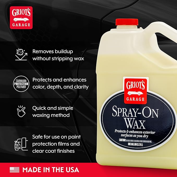 Griot’s Garage Spray-On Wax for Car Detailing, Auto Paint Protection and Enhancement, Carnauba Gloss for Trucks, SUVS, RVs, and More, 11097, One Gallon