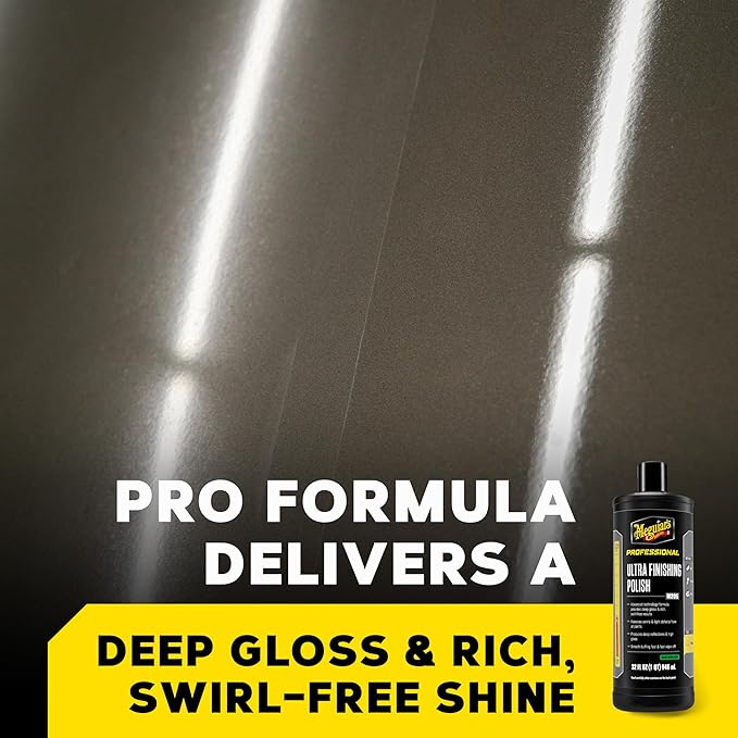 Meguiar's M205 Mirror Glaze Ultra Finishing Polish, Easy-to-Use Formula for Impeccable Shine, Multiple Ways to Apply Mirror Glaze, Removes Defects and Swirls for a High Gloss, 32 Oz Container