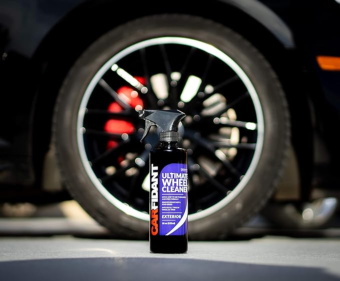 Carfidant Wheel Cleaner and Tire Cleaner – Safely Formula Quickly Removes Brake Dust, Grime & Dirt - Rim Cleaner Spray Safe for Alloy, Aluminium, Chrome and Tires- pH Neutral Solution – 17 fl Oz