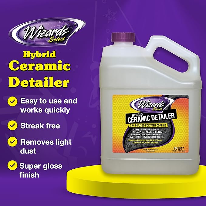 Wizards Select Hybrid Quick Ceramic Detailer - 1 Gallon - SiO2 Infused Polymer Coating & Ceramic Spray Wax to Protect Paint, Ceramic Coat, Wax & Sealants
