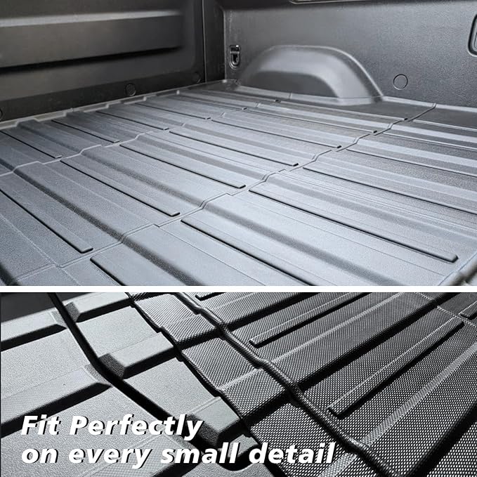 TripleAliners Truck Bed Mat Compatible with 2022 2023 2024 2025 2026 Rivian R1T Accessories Vehicle Perfectly Flush All Weather Protection TPE Heavy Duty Pickup Car Bed Cargo Mat