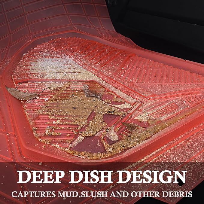 CAR PASS Heavy Duty Rubber Car Mats, Deep-Dish All Weather Car Floor Mats Girly for Women, Universal Trim-to-Fit for SUVs Trucks Sedans, Waterproof Anti-Slip, 3 Pieces Transparent Pink