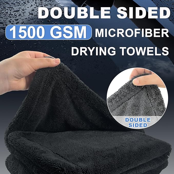 Car Drying Towel (28" x 36"),1500 GSM Double Sided Microfiber Drying Towels for Cars,Highly Absorbent,Leaving no Marks,no Shedding,Easy to Clean