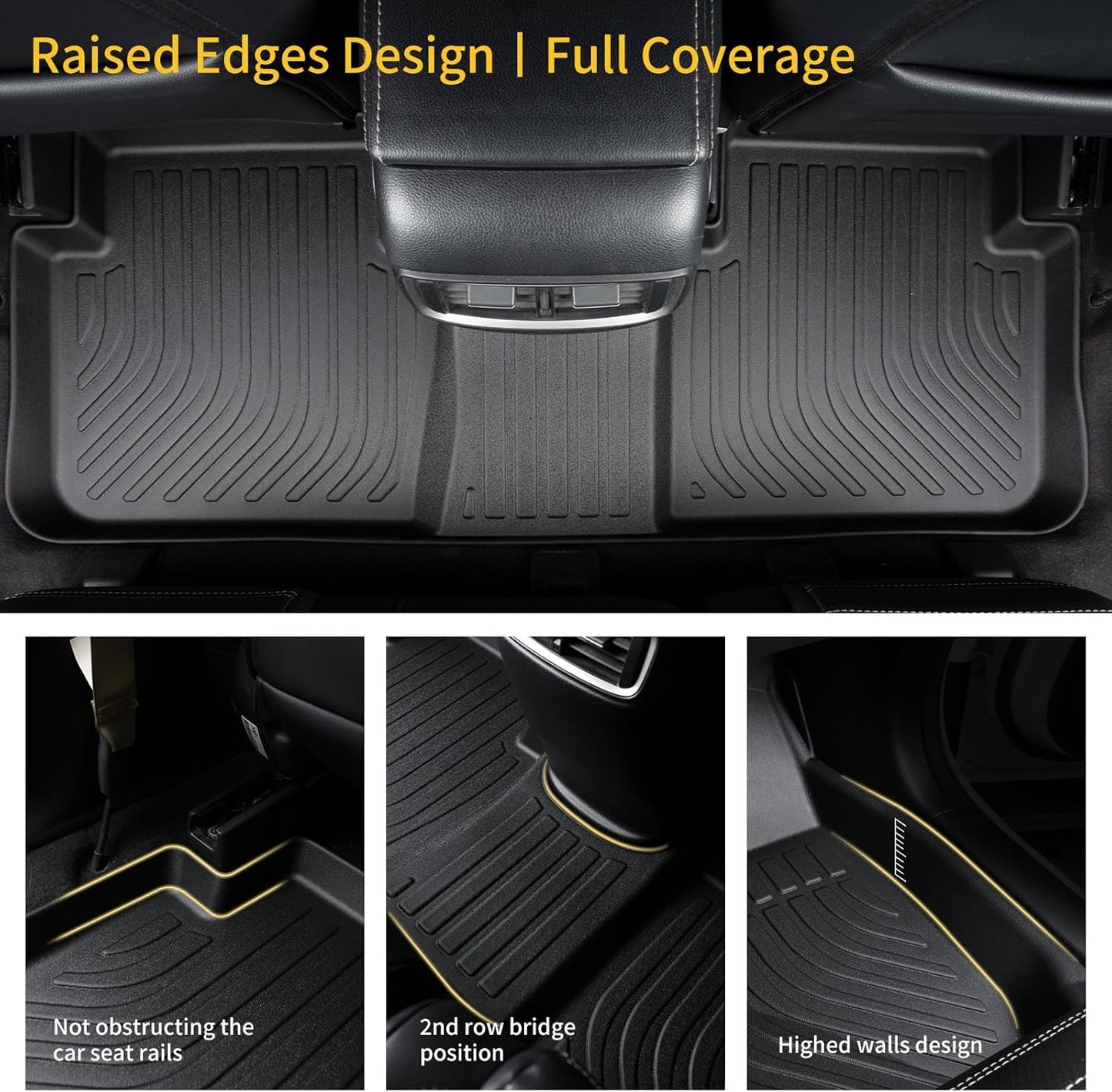 GINOWY- Floor Mats & Cargo Liner for Mazda CX50 Hybrid 2025, TPE All Weather Mats Floor Liners CX-50 2025 Waterproof Non-Slip Trunk Mat CX50 Automotive Accessories Mats Black
