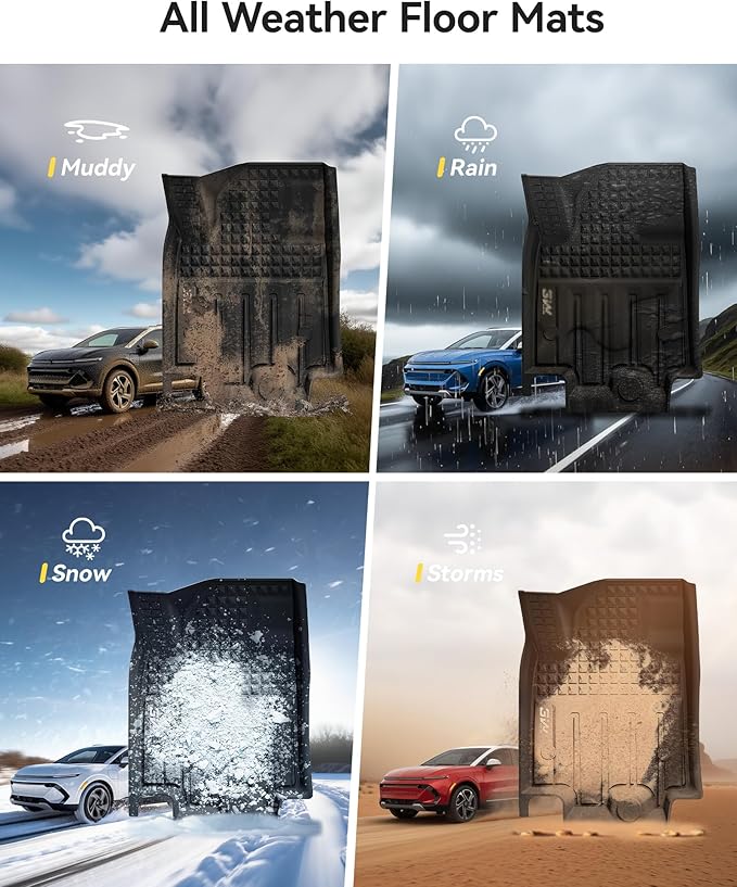 3W Floor Mats Fit for 2024 2025 Chevrolet Chevy Equinox EV (Non Fuel), TPE All Weather Custom Fit for Chevrolet Equinox EV (Non Fuel) Accessories 1st and 2nd Row Full Set Car mats