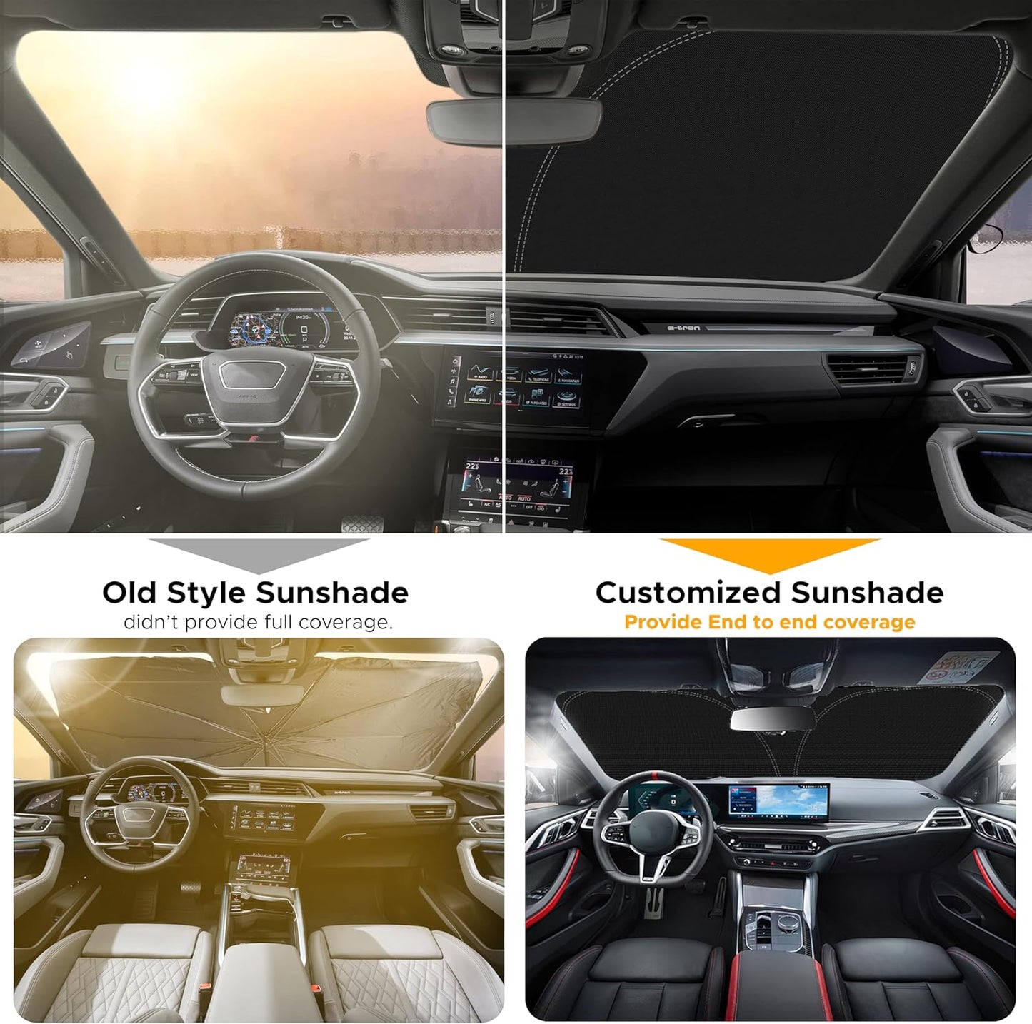 for Volkswagen Jetta 2019-2025 Windshield Sunshade -EcoNour Sunshade 240T Polyester Material Cars Sun Visor Reflector Blocks UV Rays Foldable Sunshade Interior Protection Volkswagen Jetta Accessories