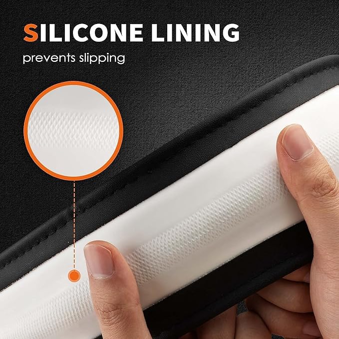 HOTOR Car Steering Wheel Cover - Universal Car Accessory for Diverse Cars, Leather Cover with Anti-Slip Lining, for Steering Wheel with a Diameter of 14.5"-15",Black