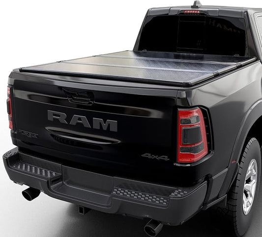Hard Tri-Fold Truck Bed Cover Compatible with 2009-2025 Dodge Ram 1500 & 2500 6' 4" Bed Without Ram Box (76.3")